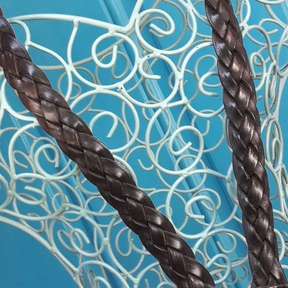 Genuine Leather Belt Mens Vintage Patagonia Braided Woven Real Leather - Picture 8 of 11